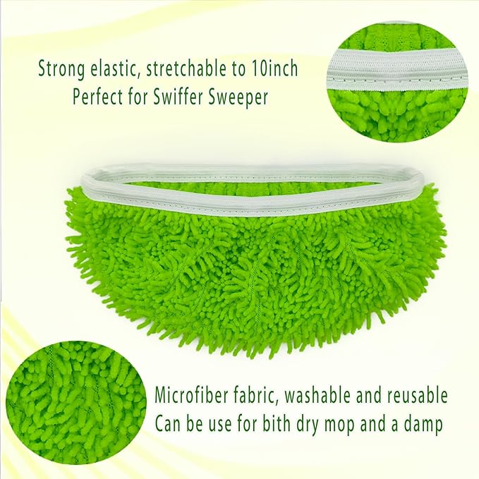 8PCS Reusable Microfiber Mop Pads Washable Wet Pads Compatible