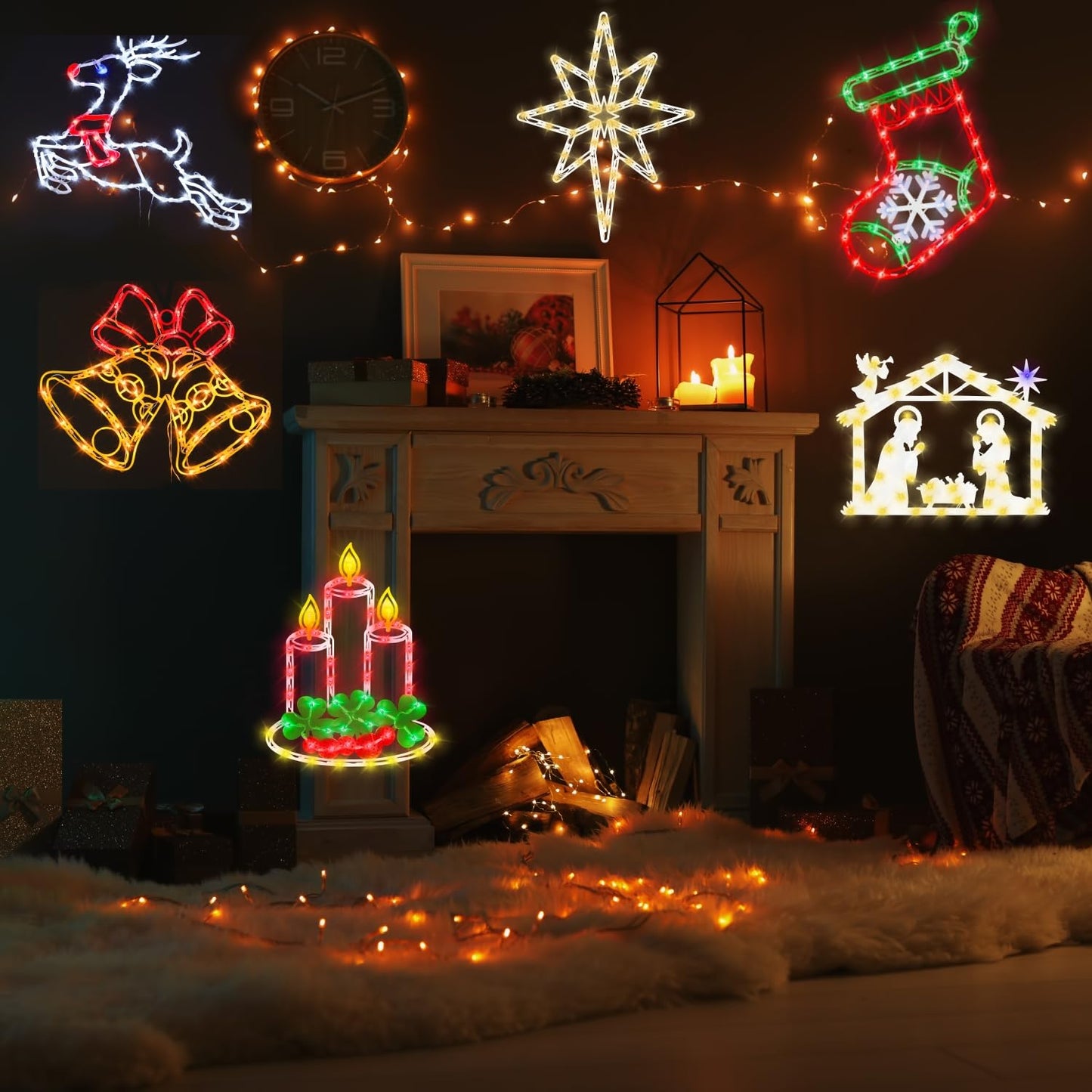 Pytopkto 16" Christmas Window Silhouette Lights Decorations