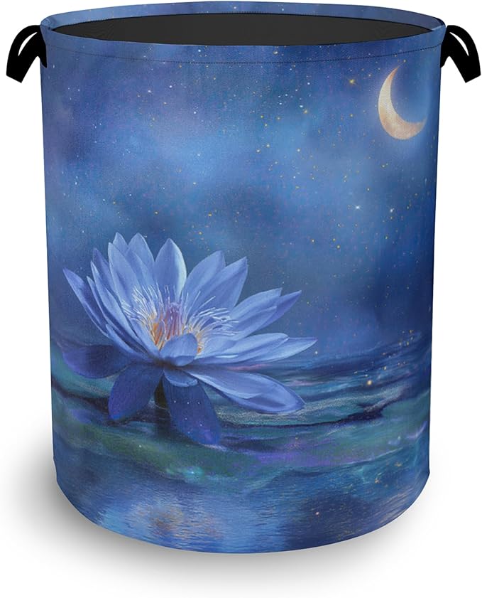 Water Lily Laundry Basket, Moon Oxford Cloth Laundry Hamper