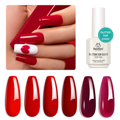 Beetles Cat Eye Gel Nail Polish Set, 6 Colors Glitter Red Pink Shiny Brown Burgundy Purple Blue Green Magnetic Effect Sparkle Stunning Nail Gel Polish Kit Soak Off UV Manicure Gifts for Women