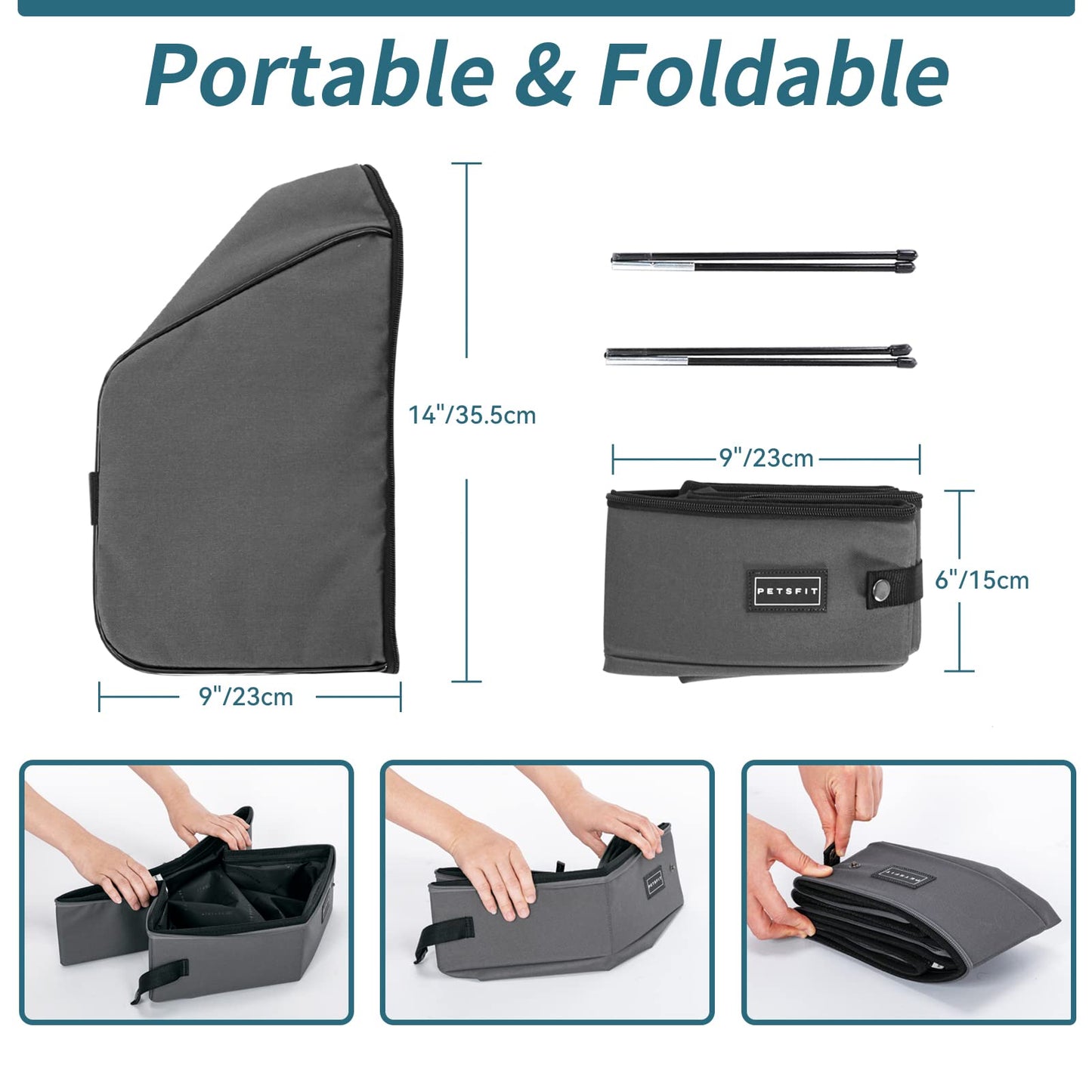 Petsfit Litter Box with Lid, Waterproof Bottom, High Cover Enlosure, Standard Cat Litter Boxes, Leak-Proof, Lightweight Gray, 40cm x 30cm x 12cm