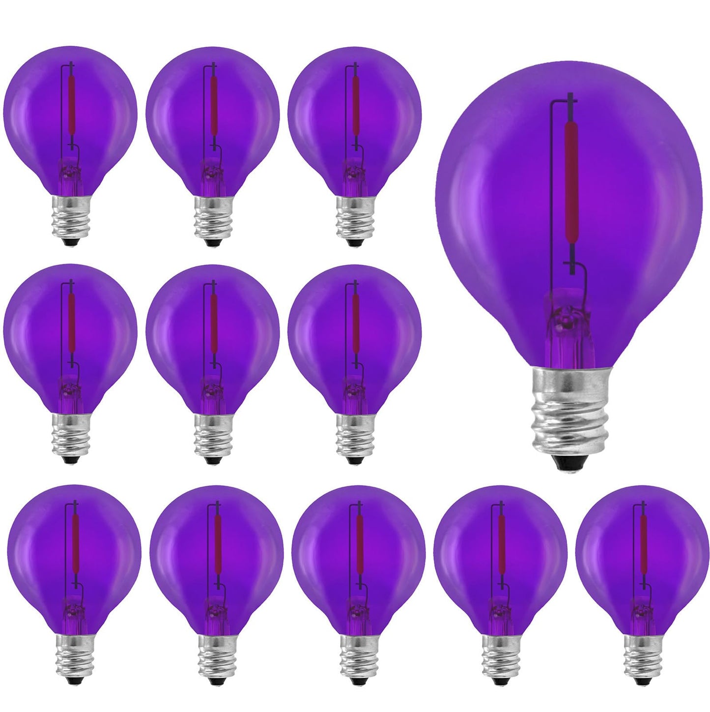 Sxminer 15 Pack G40 Light Bulbs LED Replacement Bulb 1W LED Filament Bulb Shatterproof Plastic LED Outdoor String Lights E12/C7 Globe Edison Bulb Decorative Bulb for Patio Christmas Home Decor(Purple)