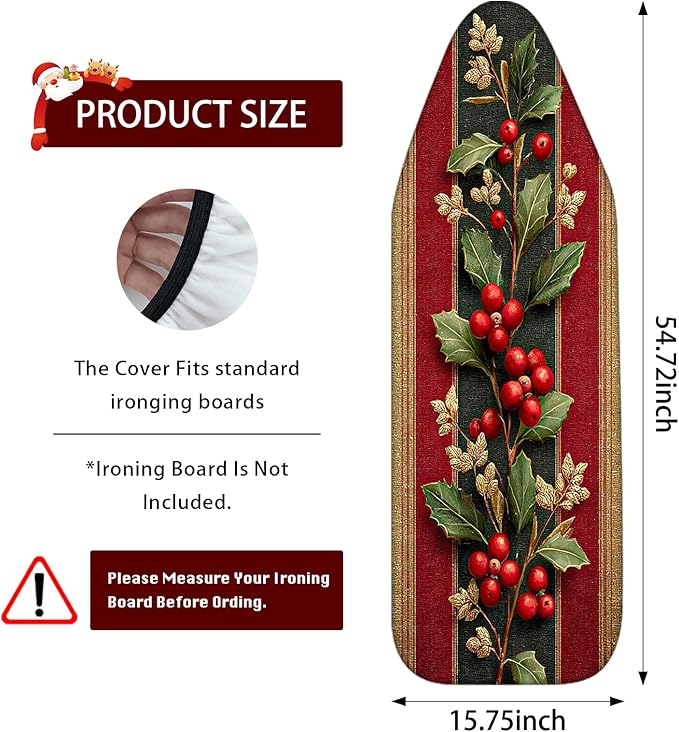 Nuxovilar Ironing Board Covers Winter Holly Berries Pattern Polyester 15x54