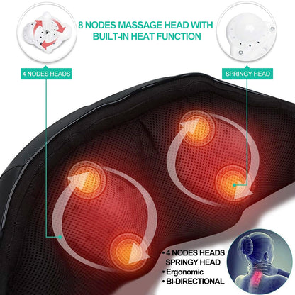 Medcursor Neck Massager, Portable Electric Shiatsu Back Massage Device with Heat, Deep Tissue 3D Kneading Pillow for Muscle Pain Relief (No Battery)