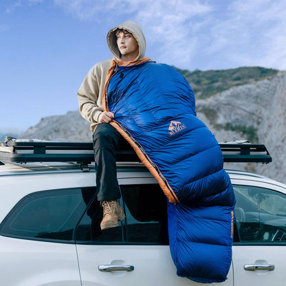 BUERTS Down Backpacking Sleeping Bag.Cold Weather Sleeping Bag 30°F 20°F 10°F (Multiple Temperature Options), XL Large 4 Season Sleeping Bag for Adults Camping Hiking Mountaineering (Blue -7°F)