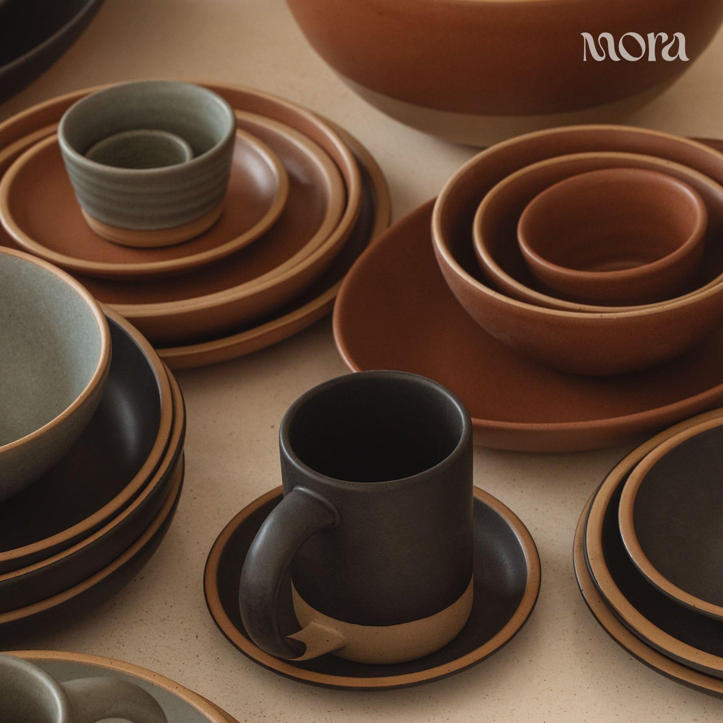 Mora Micro Ramekins Set of 4, 6oz Ceramic Pottery Baking Dishes - Microwave, Oven and Dishwasher Safe - Terracotta