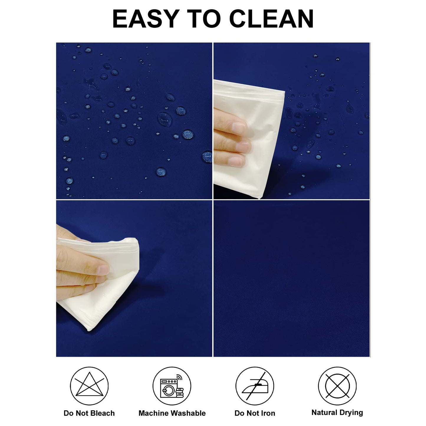 Fokitut 2 Pack Waterproof Rectangle Tablecloth, 90x156 Inch,Stain Resistant and Wrinkle Polyester Table Cloth, Fabric Table Cover for Kitchen Dining, Wedding, Party, Holiday Dinner-Royal Blue