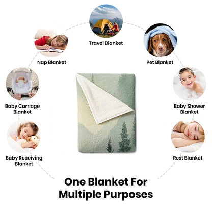 PAOABIU Foggy Forest Blankets, Misty Woodlands Throw Blanket for Couch Bed Sofa, Teal Blankets and Throws - Super Soft Cozy Plush Flannel Blanket Gifts & Decor, 66x90