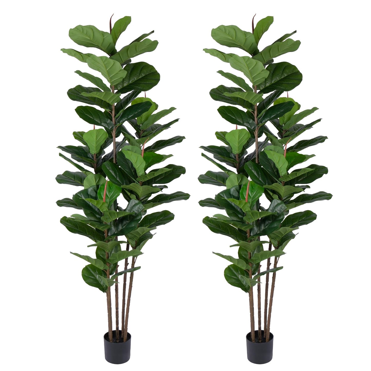 Yepdin 2 Pack Fiddle Leaf Fig Tree - Artificial Ficus Tree with Tall Artificial Plants Large 69 Fiddle Leaves -Fake Trees for Indoor Outdoor Home Decor Living Room