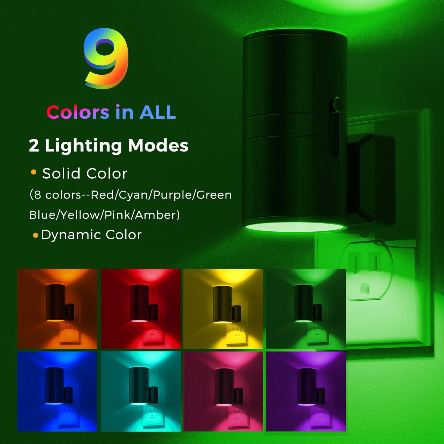 L LOHAS LED Night Light with Remote,[2Pack] Night Lights Plug into Wall, RGB Color Changing Nightlight with Light Sensor, Nightlights for Kids Gifts Christmas Party Hallway Bedroom Kids Room