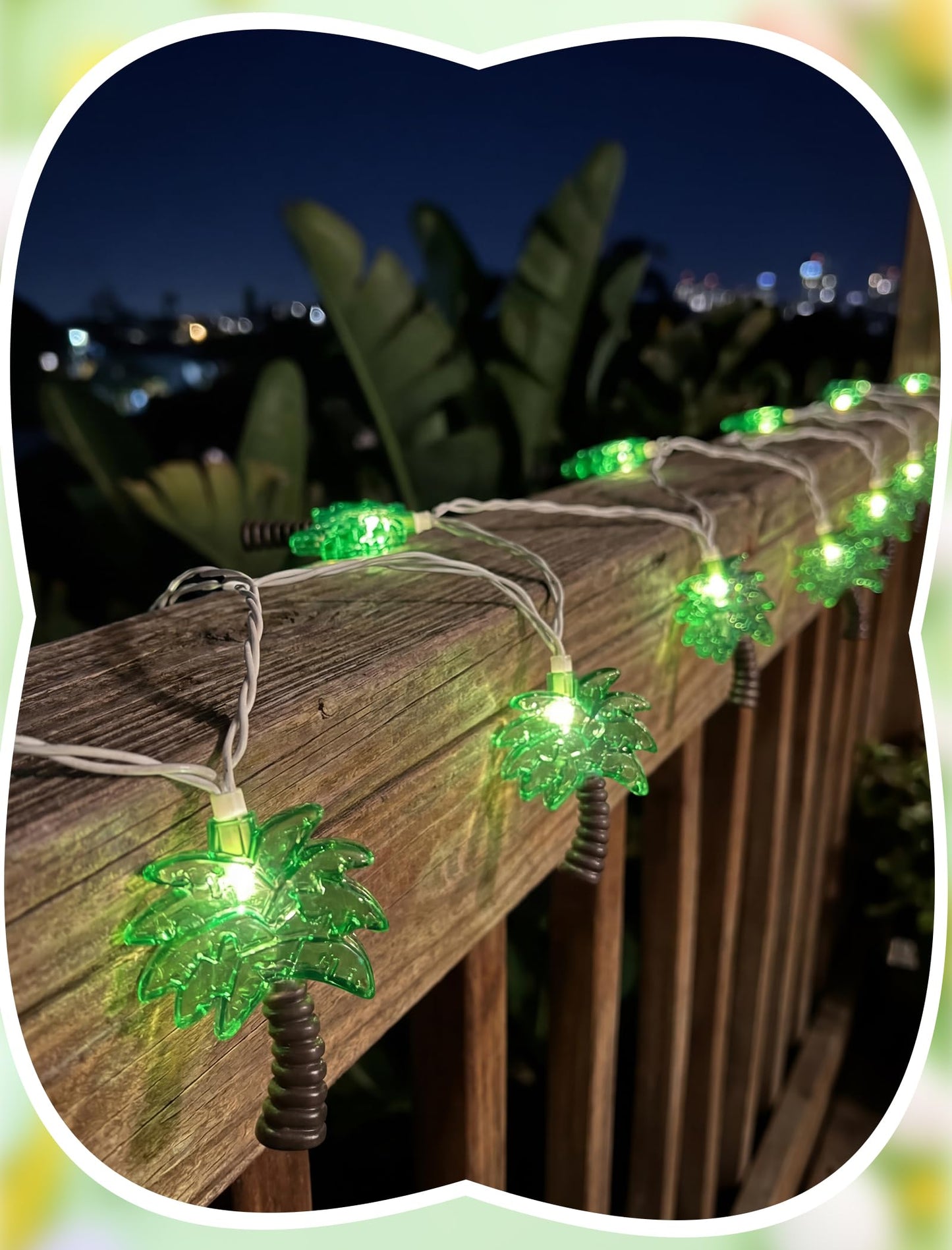 8.5Ft Palm Tree String Lights Outdoor, Hawaiian Beach Themed Party Decorations Lights with 10 LED Palm Tree Lights, Plug in Fairy Lights for Outdoor Indoor Tropical Beach Party Birthday Pool Decor