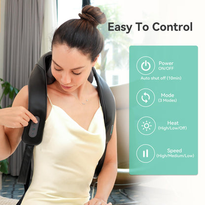 Snailax Cordless Neck Shoulder Massager with Soothing Heat, Fsa Hsa Eligible, Upgarded 4D Deep Tissue Kneading, Shiatsu Back Massager Pillow for Neck, Traps, Back, Gifts for Men Women Mom Dad