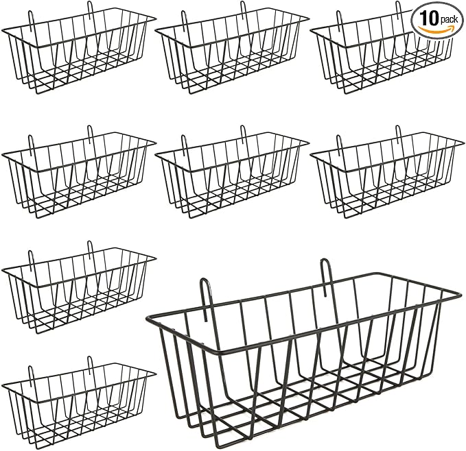 10 PCS Wire Baskets Wall Grid Panel Hanging Wire Basket Hanging Wall Baskets No