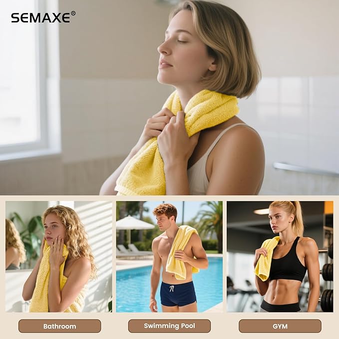 SEMAXE Yellow Hand Towels for Bathroom, 100% Cotton Towels