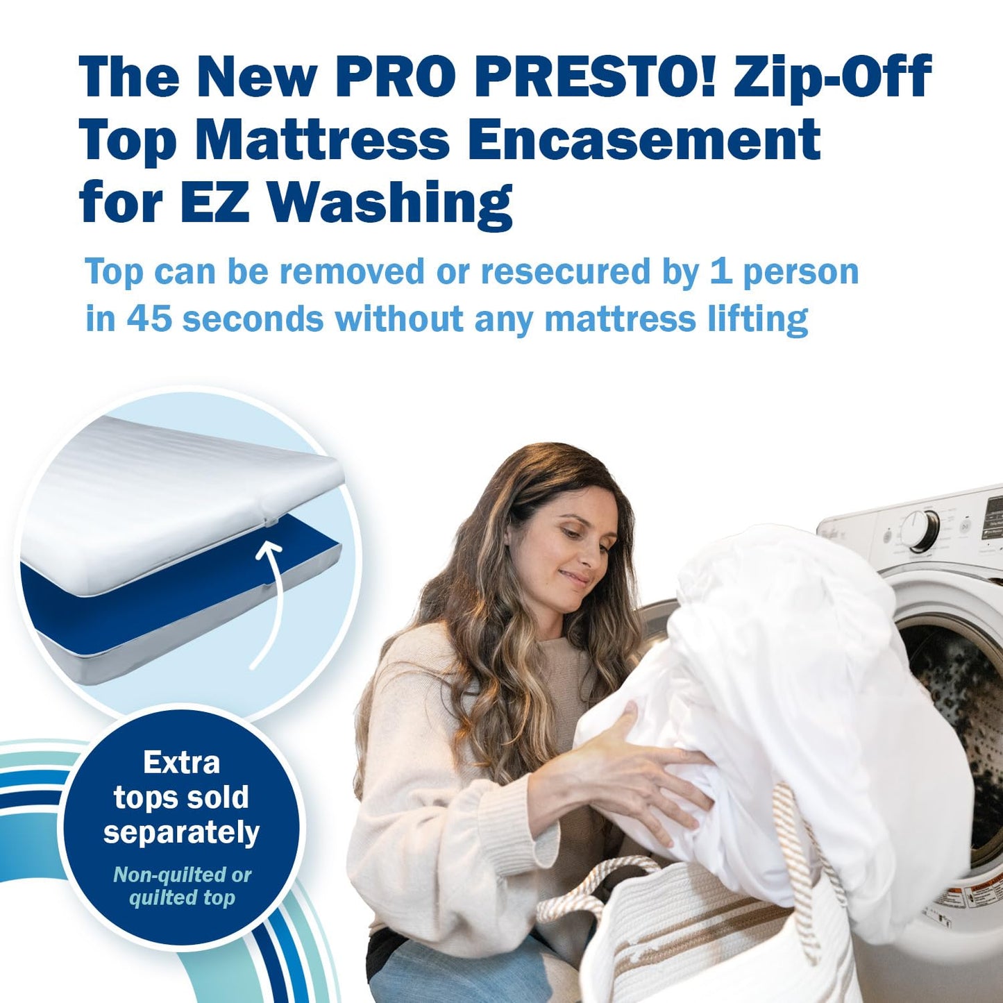CleanRest PRO Presto! Zip-Off Top Mattress Encasement for EZ Washing, Full Size, Waterproof Mattress Protector - Bed Bug, Dust Mite & Allergen Proof - 1 Person Install, No Mattress Lifting to Wash