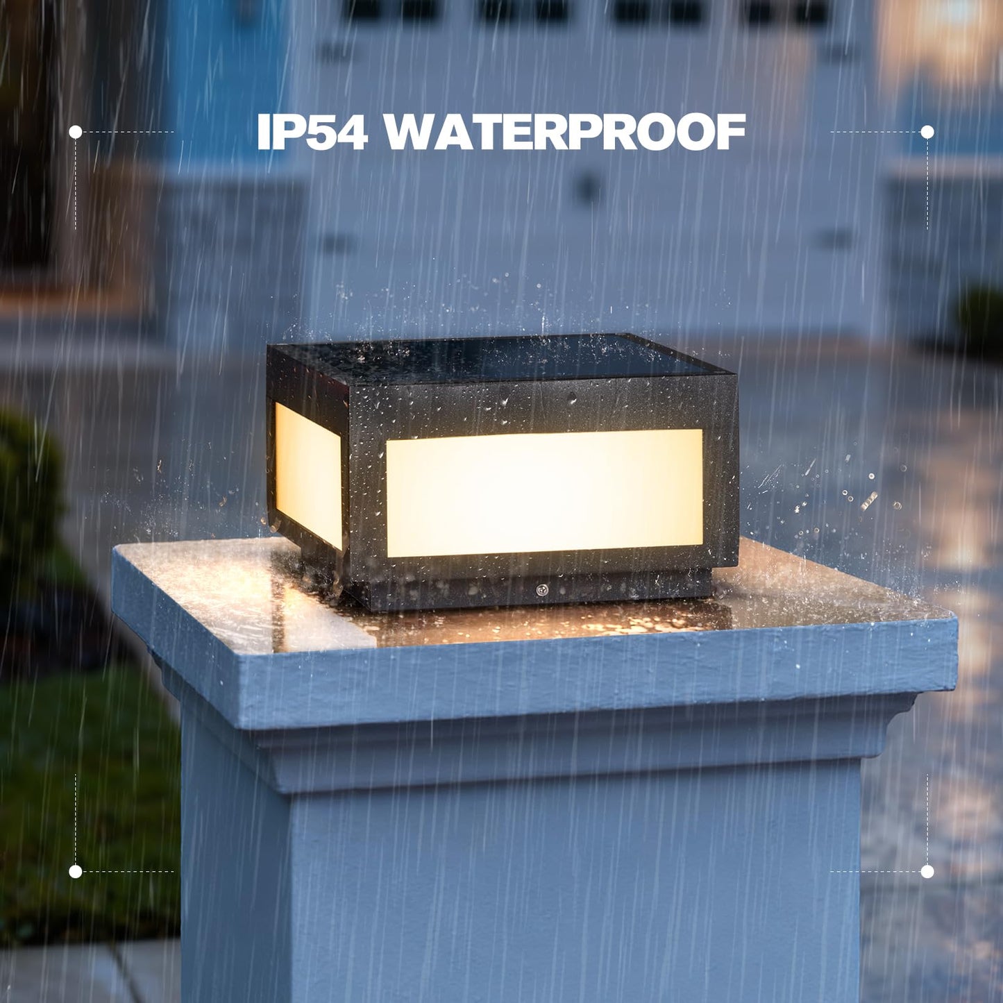 Smplhavn 9.84" Solar Post Lights, 3000K LED Solar Pillar Lights Outdoor, IP54 Waterproof Outdoor Lamp Post Light, Dusk to Dawn Column Lighting for Posts Fence Outside Entrance Yard Patio Driveway