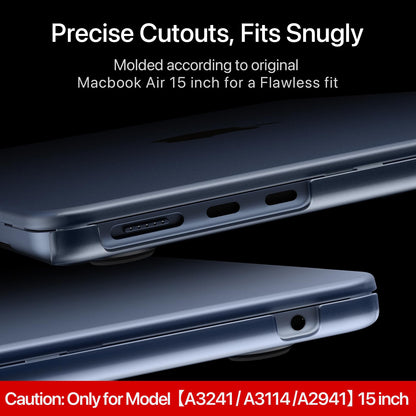 Compatible for MacBook Air 15 inch Case M4 2025 2024 2023 M3 M2 [100% Match Official Color] [Ultra Thin Armor] Protective Hard Shell Matte Cover for Laptop A3241 A3114 A2941 - Midnight Clear
