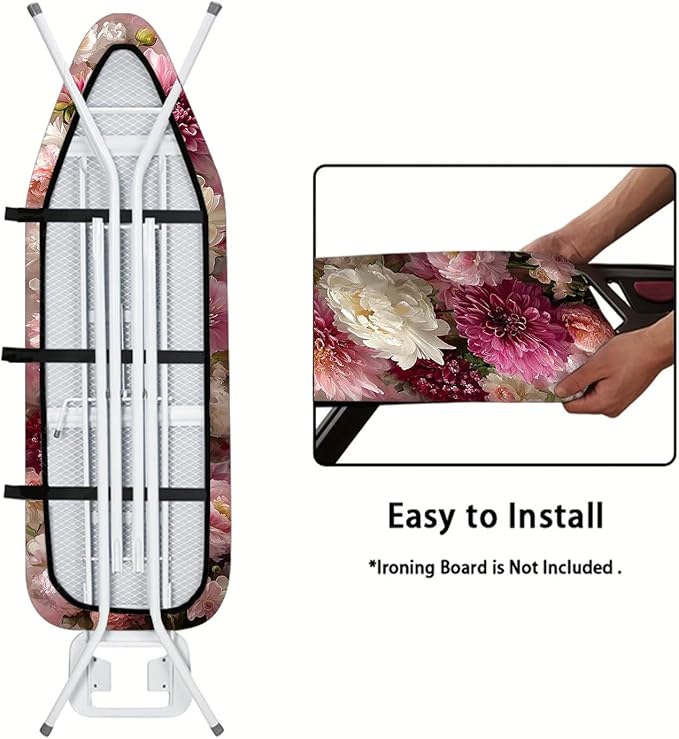 Nuxovilar Soft Pink & White Floral Pattern Ironing Board Cover, 15×54 inch