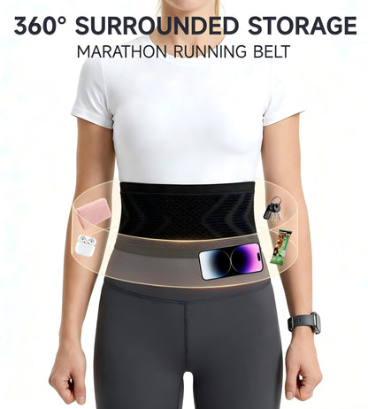 Seamless Knit Running Belt & Fanny Pack-5 Sizes Waist Pack,Spacious Connected Storage, Moisture-Wicking Fabric with Air Vents (Small)