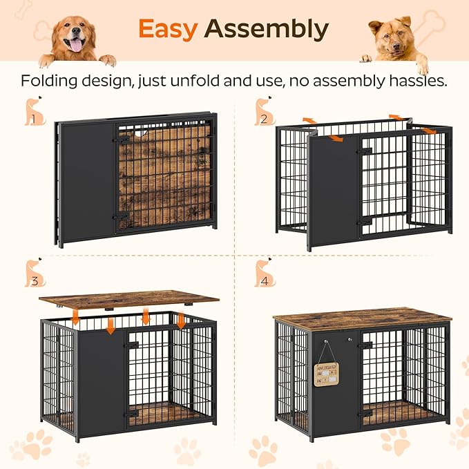 YATINEY Foldable Dog Crate Furniture, Dog Crate