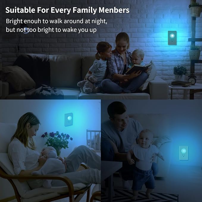 Plug in Night Light 12 Pack, Mni Night Lights with 4-Color Changing, Dusk to Dawn, 3 Brightness Levels, Ideal Dimmable Nightlight for Hotel, Hallway, Kitchen,Toleit