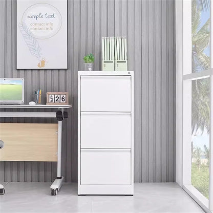 GarveeHome 3 Drawer Vertical File Cabinet with Lock, White Metal Filing Cabinet with Drawers for Home Office, Lockable Storage Cabinet Hanging Letter Size/Legal Files