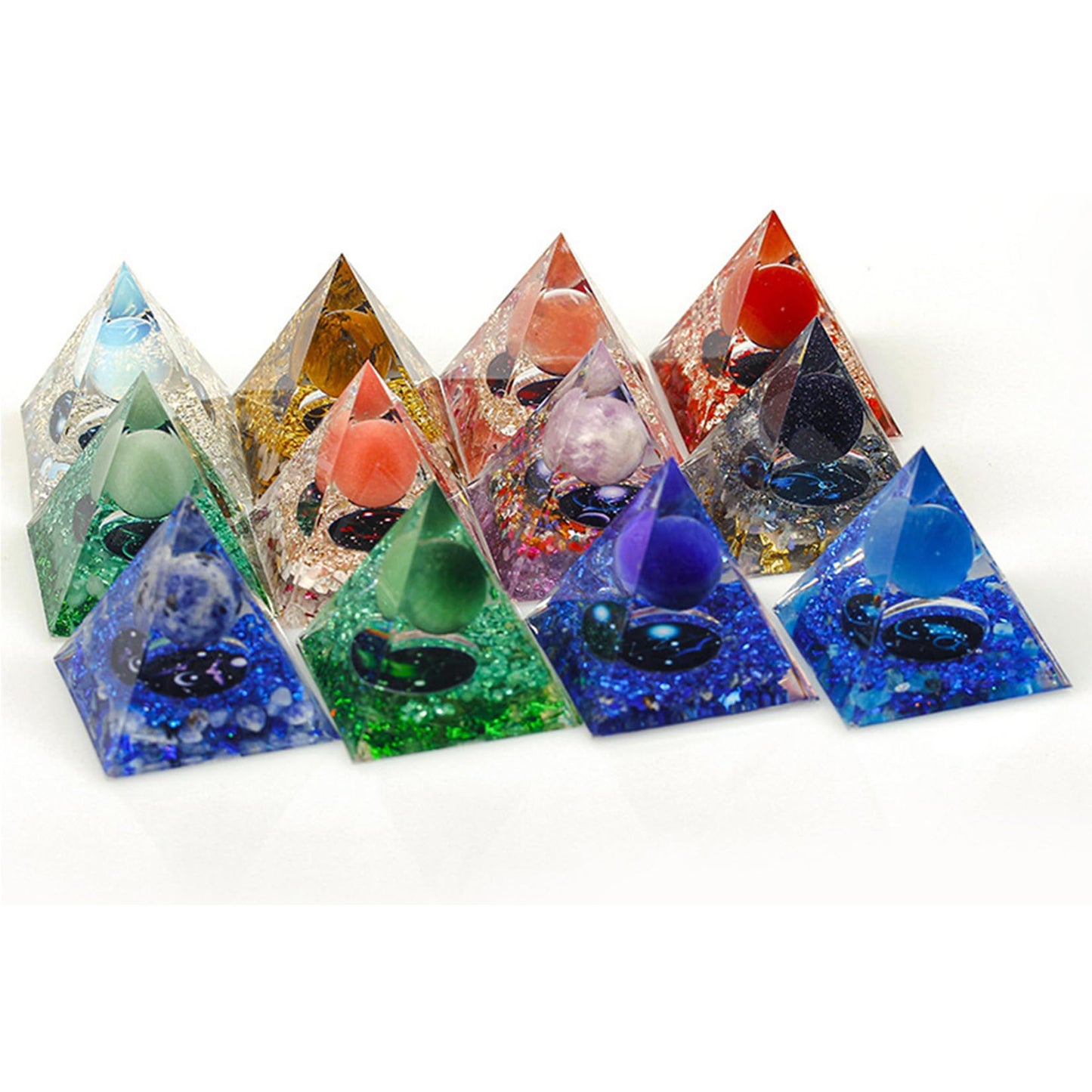 SEVNPRIME Unique Handmade Constellation Positive Energy Orgonite Pyramid Decoration Taurus Cat's Eye Stone Crystal Pyramid Ornaments for Office/Living Room/Bedroom/Yoga(Taurus)