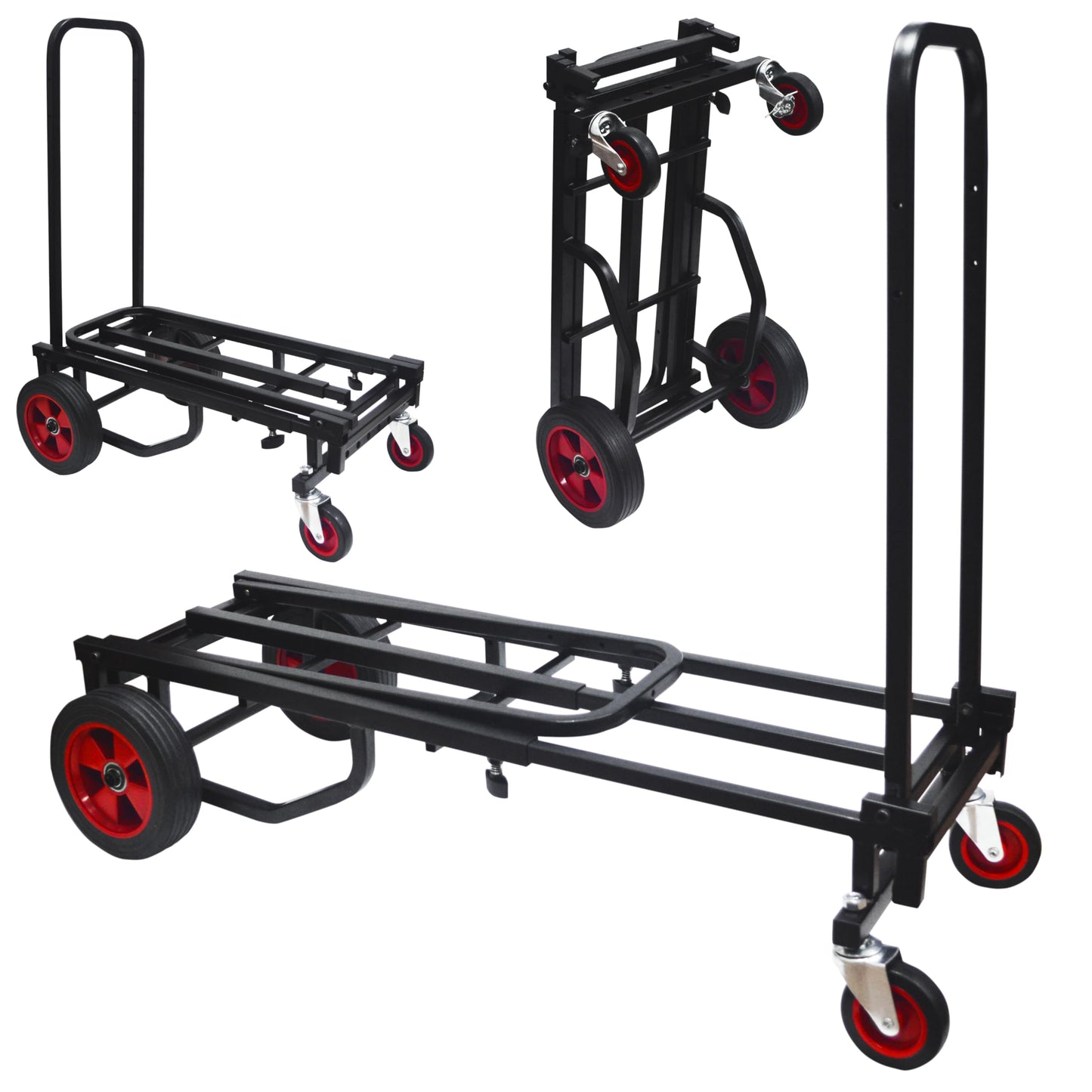 Pyle Compact Folding Adjustable Equipment Dolly - Heavy Duty Multi‑Function Convertible Cart Hand Truck/Platform Cart with Wheels - Expandable Up to 27.52'' to 44.25'' - 300LBS Load Capacity