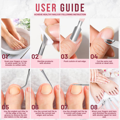 FANDAMEI Ingrown Toenail Removal Kit, Pedicure Tools, Nail Care Kit, Cuticle Trimmer, Nail Cuticle Nippers, Cuticle Kit Stainless Steel, Cuticle Clippers, Cuticle Pushers, Manicure Kit, Pedicure Kit