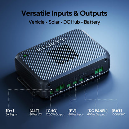 BLUETTI Charger 2, 1200W Alternator & DC-DC Charger, Dual Input (Car + Solar), 13× Faster Car Charging for Portable Power Stations, Emergency Jumpstarter for Road Trips & RVs