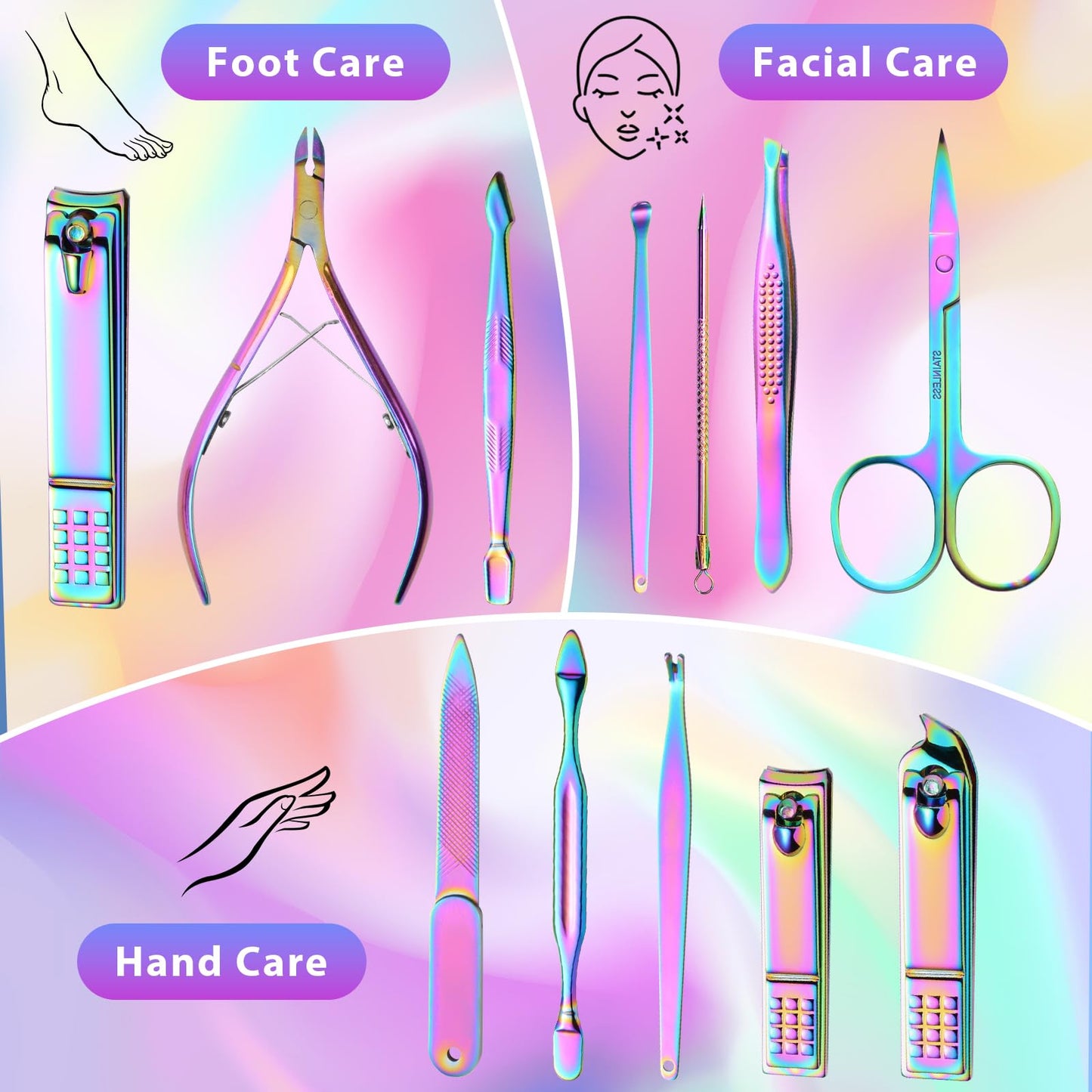 CGBE Manicure Set Nail Clippers Pedicure Kit Men Women Grooming kit Manicure Professional Nail Care Tools Gift 12Pcs with Luxurious Travel Case