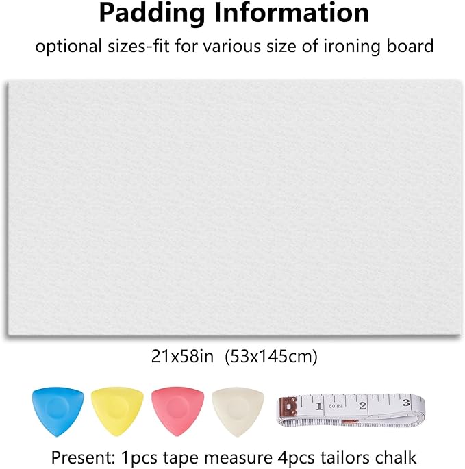 SheeChung Ironing Board Pad Only, Fit Ironing Boards Up to 57"x21", Cut to