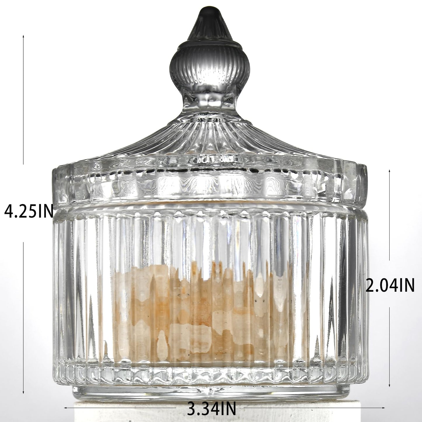 Crystal Glass Salt Cellar with Lid – 7oz Clear Salt Box Salt and Pepper bowls, Salt Container Holder for Kitchen, glass Storage jars for Candies, Sugar, Decorative Kitchen & Dining Table Essential