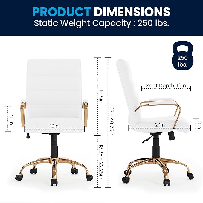 Flash Furniture Whitney Mid-Back Swivel LeatherSoft Desk Chair