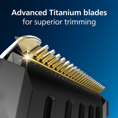 Philips Norelco Multigroom 7000 Series, All-in-One Trimmer, Beard Trimmer and Hair Clipper, 23-Piece Men's Grooming Kit for Beard, Face, Nose, Ear, Body, with Titanium Blades, Travel Pouch, MG7970/49