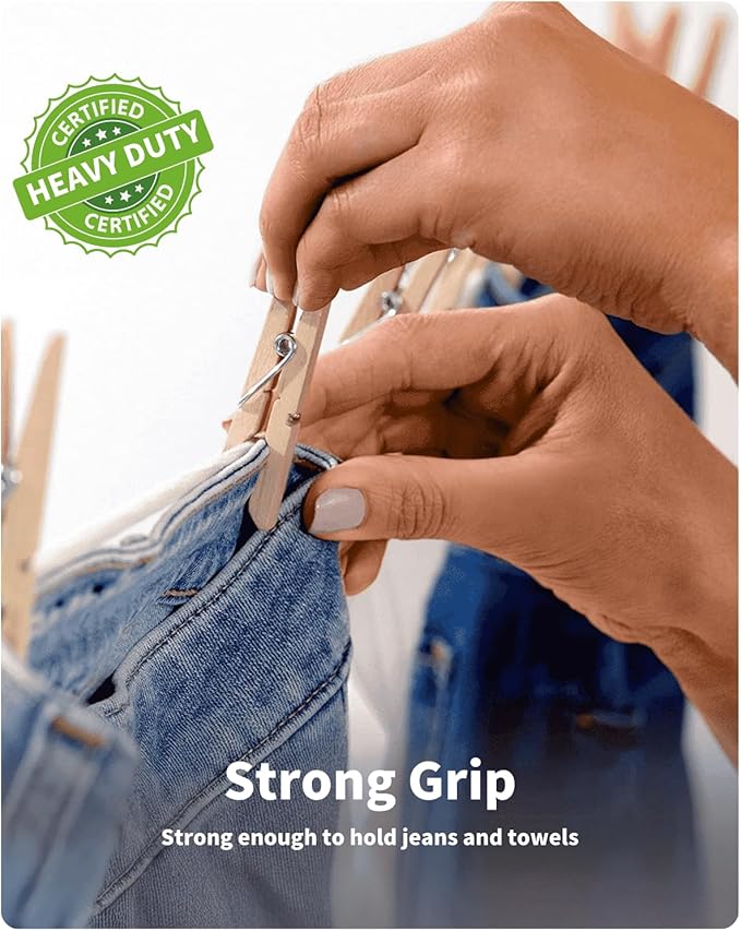 Large Clothes Pins Wooden Clothespins, 4 Inch 48 Pack Heavy Duty Outdoor Pegs