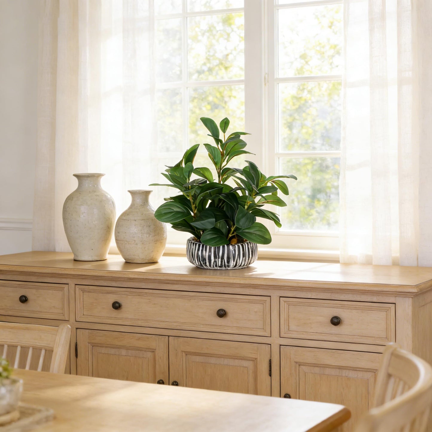 NASAMA Realistic Artificial Potted Plant, Faux Indoor Greenery for Home Office Living Room Bookshelf Bathroom Decor, Low-Maintenance Space-Saving Fake Plants with Modern Decorative Vase