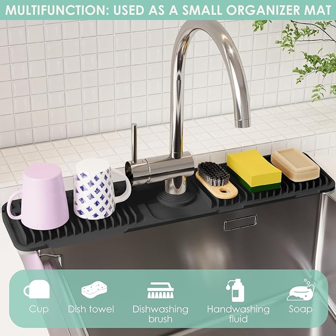 24 Inch Silicone Faucet Mat for Kitchen Sink Splash Guard