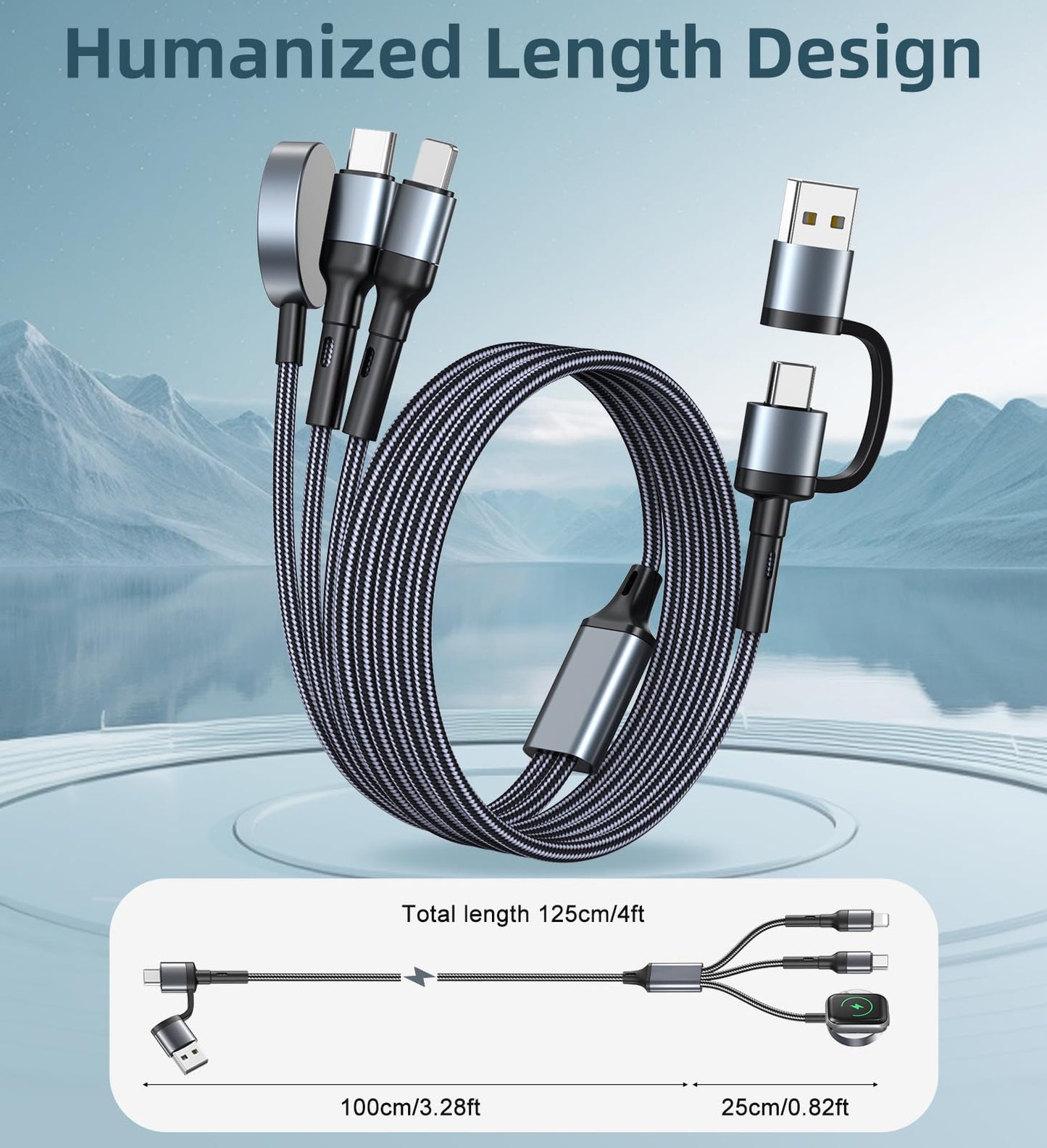 Upgraded Travel Essentials for Apple Watch Charger 3 in 2 Multi Charging Cable for iPhone 17 iWatch Charger USB C Cord, Car RV Camping Essentials Compatible with iWatch Ultra/SE/11 & iPhone 16/15-12