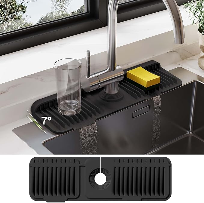 18 Inch Silicone Faucet Mat for Kitchen Sink Splash Guard – 2025 Upgraded