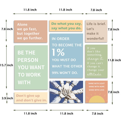 Halioyo Office Wall Art Set of 9, Motivational Canvas Prints for Workplace, Inspirational Teamwork Wall Decor with Positive Affirmations, Ready to Hang Print Poster