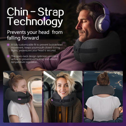 Travel Pillow Vac Compressed Memory Foam Neck Pillow Airplane,Comfortable,Neck Support,Machine Washable,Airplanes Travel Essentials Accessories for Office,Flight,Cars Breaks Sleeping(Black)