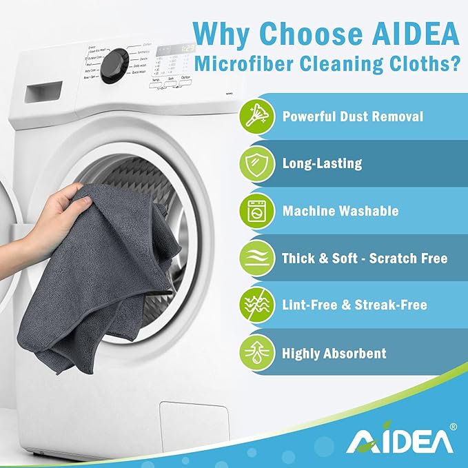AIDEA Microfiber Cleaning Cloth-12PK, Soft Microfiber Towels