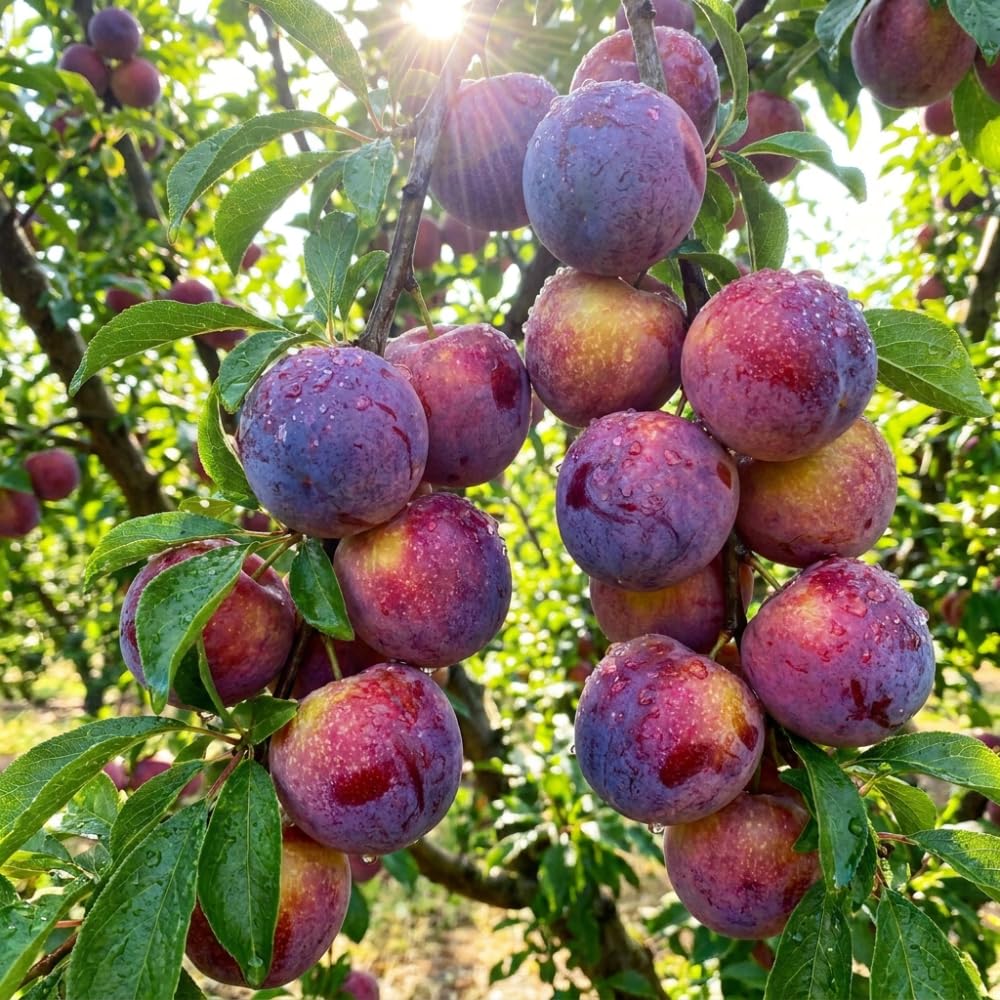 Pluot Tree, 1.5 Years Old Pluot Plant Live, Sweet Plum for Planting, 1-2 Feet Tall, Well Rooted in 3 Gallon Pot, Ideal for Backyard and Outdoor Garden, No Ship to CA