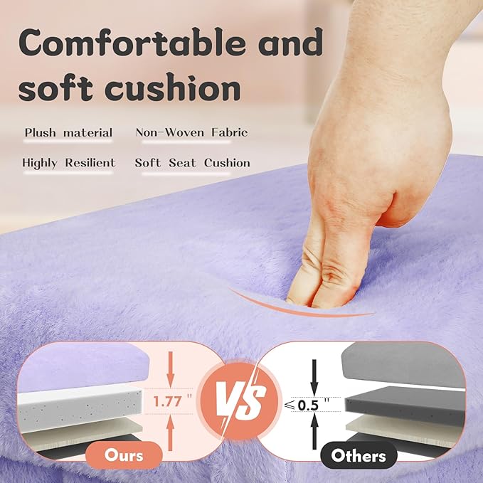 Small Ottoman with Storage, Folding Soft Fur Storage Foot Rest Stool with