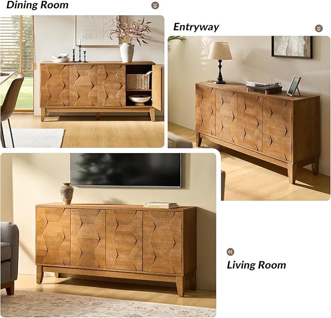HULALA HOME Mid Century Sideboard Buffet Cabinet