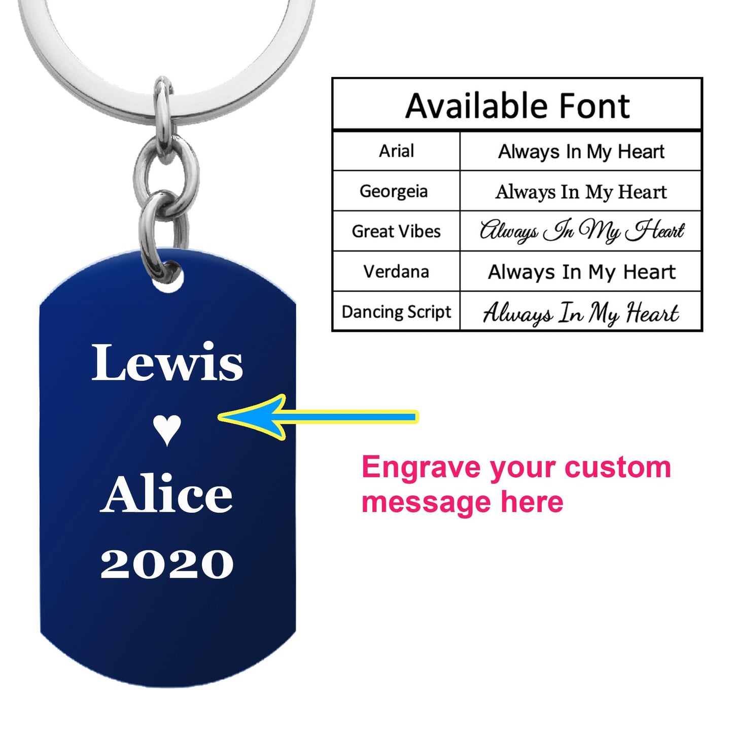 Queenberry Custom Keychain with Picture Date Personalized Photo Key chain Christmas Gift for Men Boyfriend Handmade - Blue