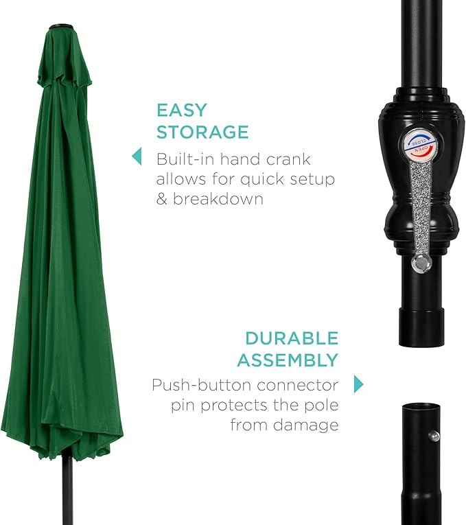 Best Choice Products 10ft Outdoor Table Compatible Steel Polyester Market Patio Umbrella w/Crank and Easy Push Button Tilt