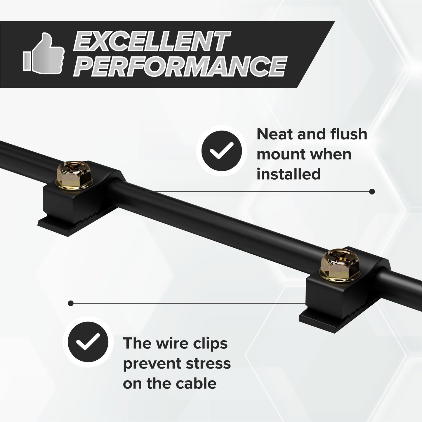 THE CIMPLE CO Wire Clips, Single Cable Wall Clip, Coaxial, Cat6, Electrical Wire, Ethernet, 1/4 in (6 mm) Screw Fastener, 100 Pack, Black