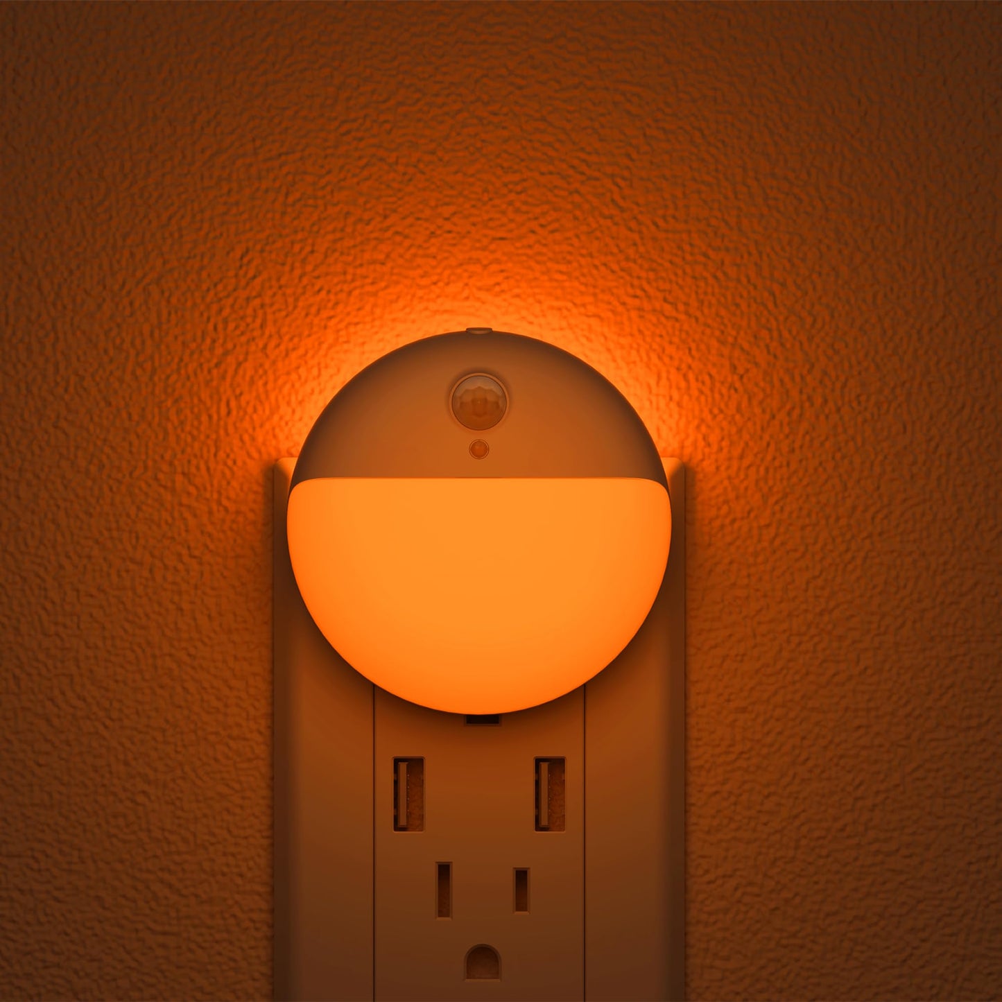 YUNLEX 2 Pack Plug in Sleep Night Light with Motion Sensor and Dusk to Dawn Sensor, 3 Modes, Soft Glow, Stepless Dimming, LED Lights for Bedroom, Sleep, Baby Nursery, Kids, Toddler, Home Decor (Amber)